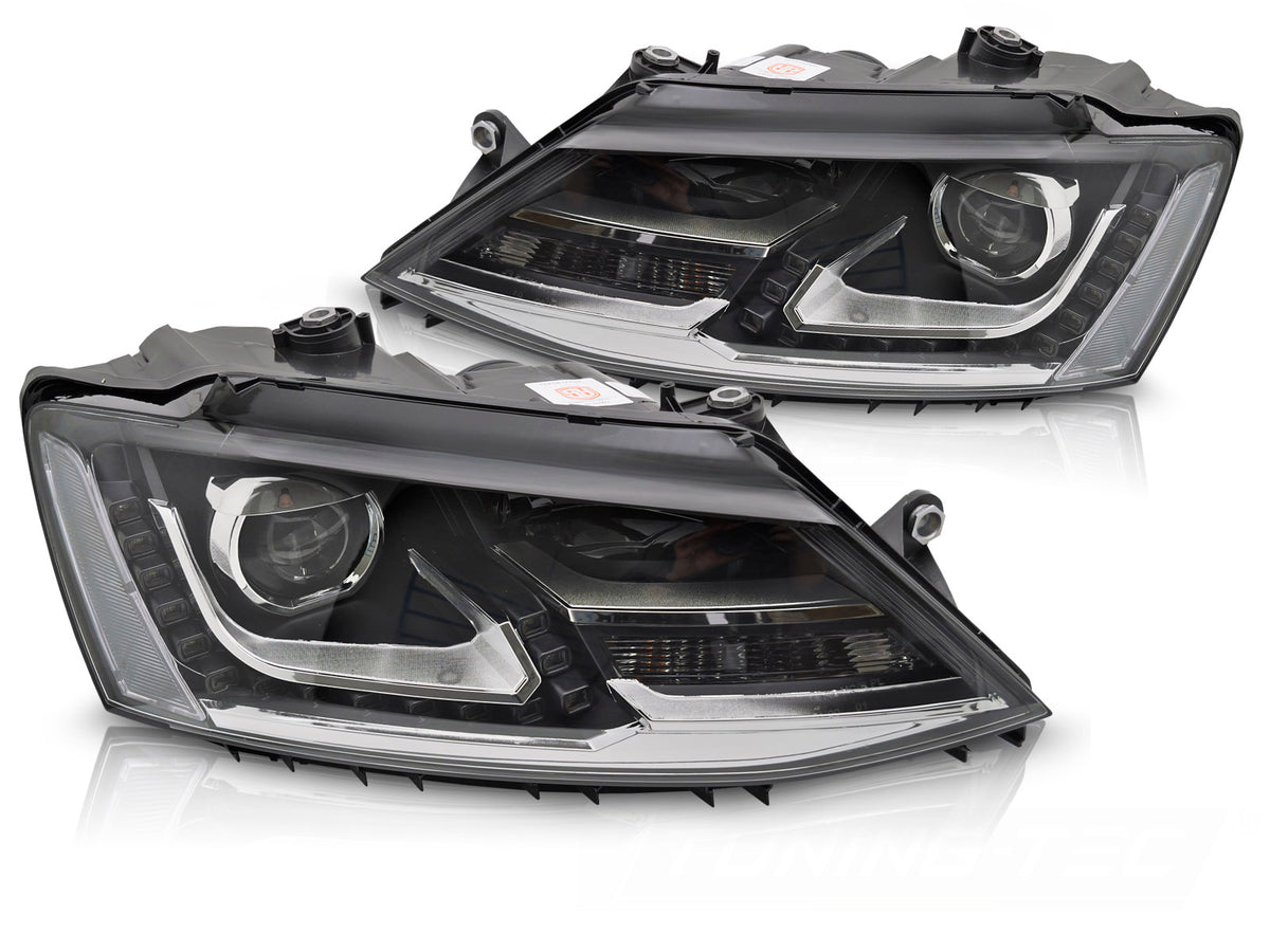 Frontlykter LED DRL Volkswagen Jetta 05-18 sort – Tuning-Tec LPVWZ9