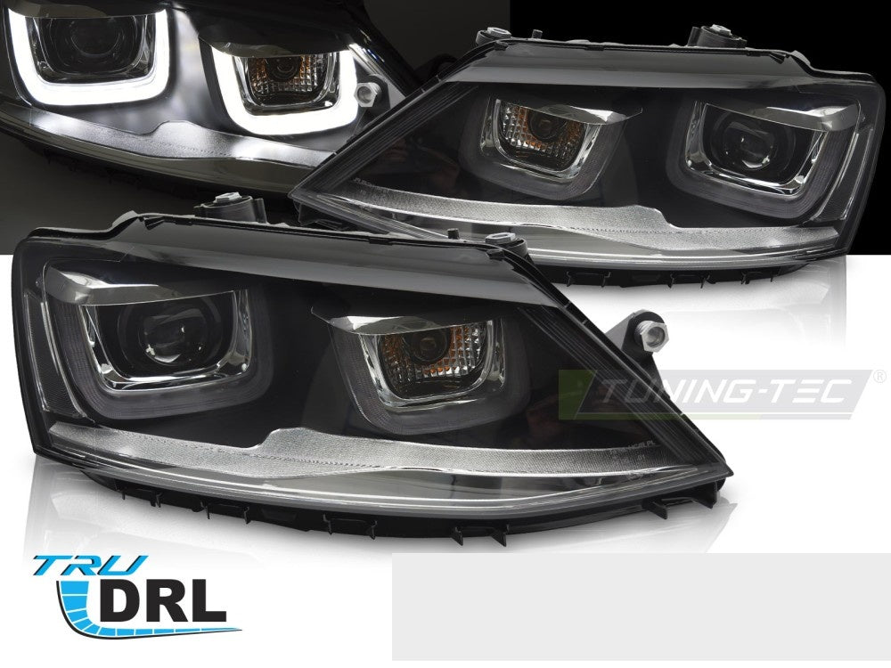Frontlykter Volkswagen Jetta VI 05-18 med U-LED og DRL fra Tuning-Tec