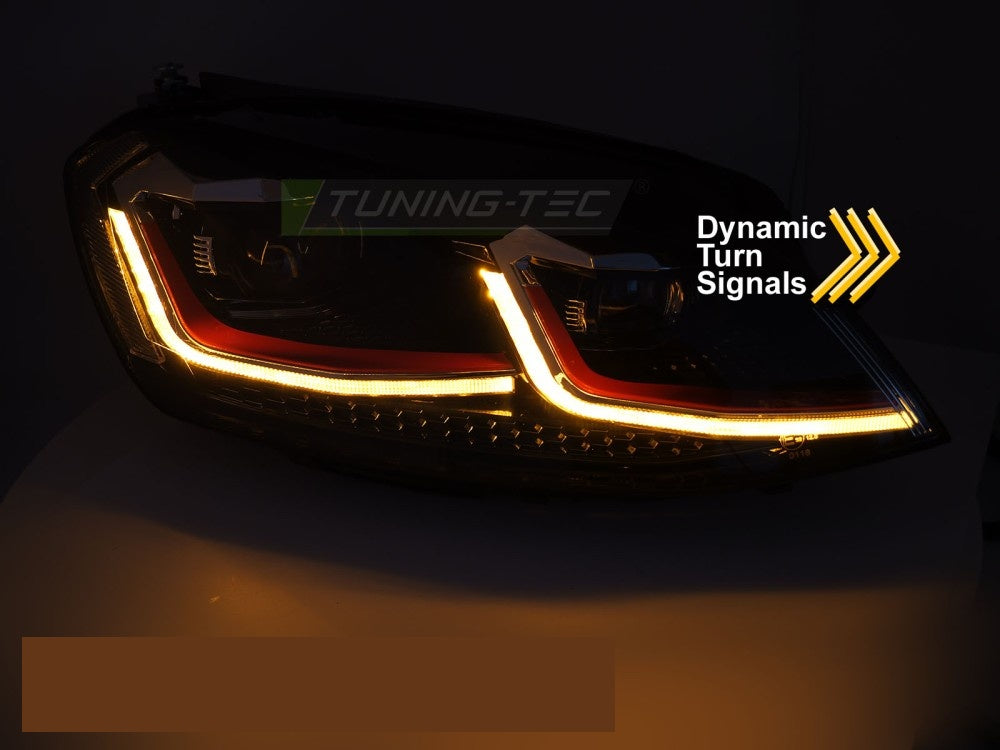 Tuning-Tec frontlykter VW Golf 7 rød LED sekvensiell blinklys LPVX06