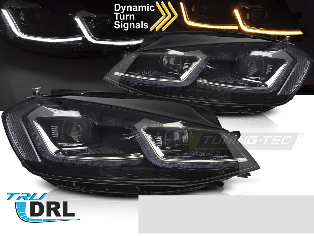 Frontlykter Volkswagen Golf 7 17-19 Silver LED Sekvensiell DRL fra Tuning-Tec