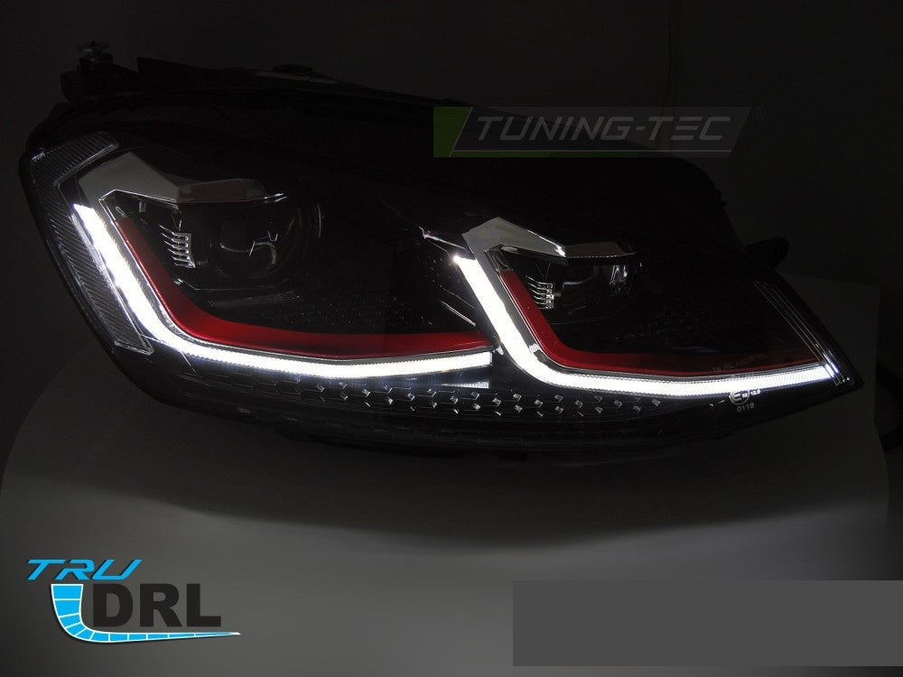 Røde LED-frontlykter med dynamisk DRL til VW Golf 7 2012-2020