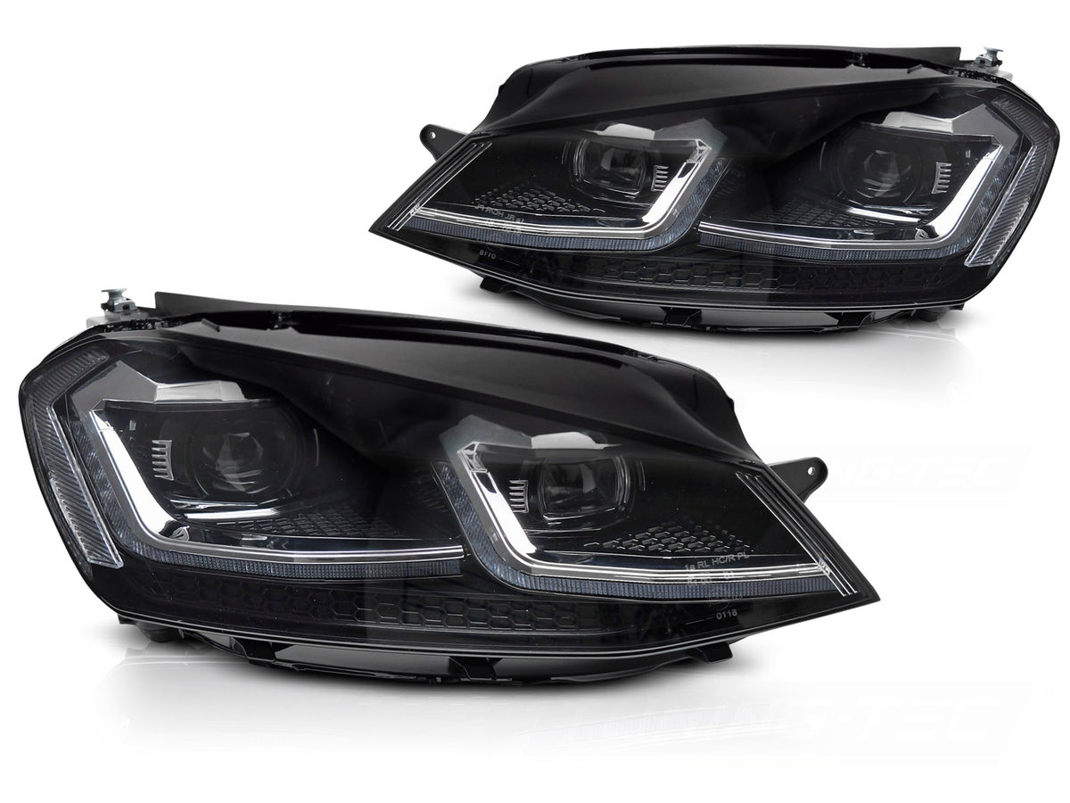 Frontlykter Volkswagen Golf 7 12-20 røde LED sekvensiell DRL fra Tuning-Tec