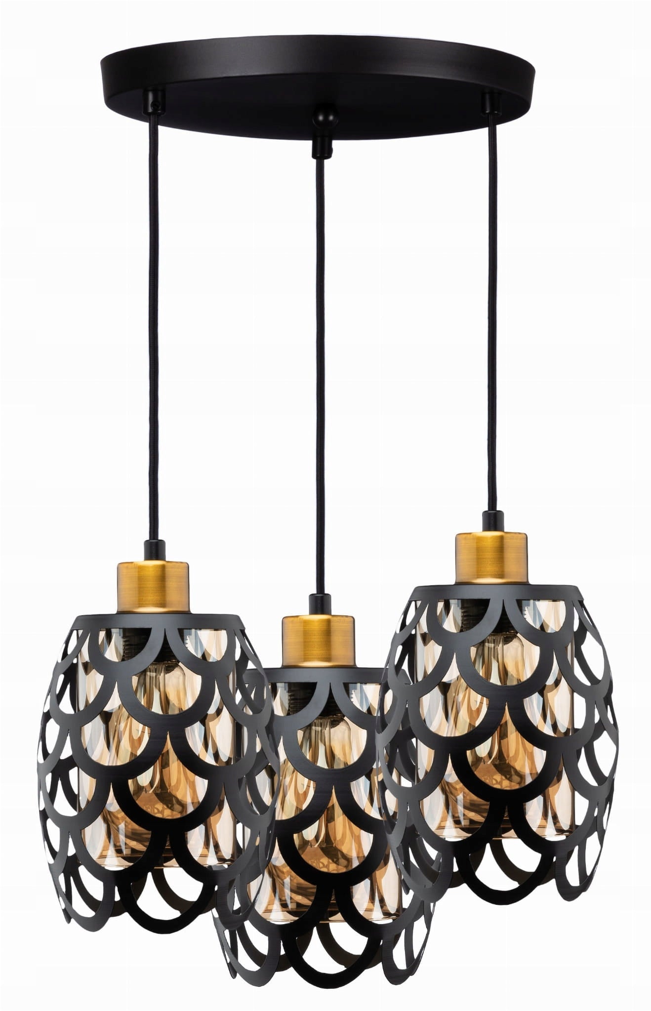 Hengende Lampe Taklampe i Tiffany-stil Svart Metall Ws