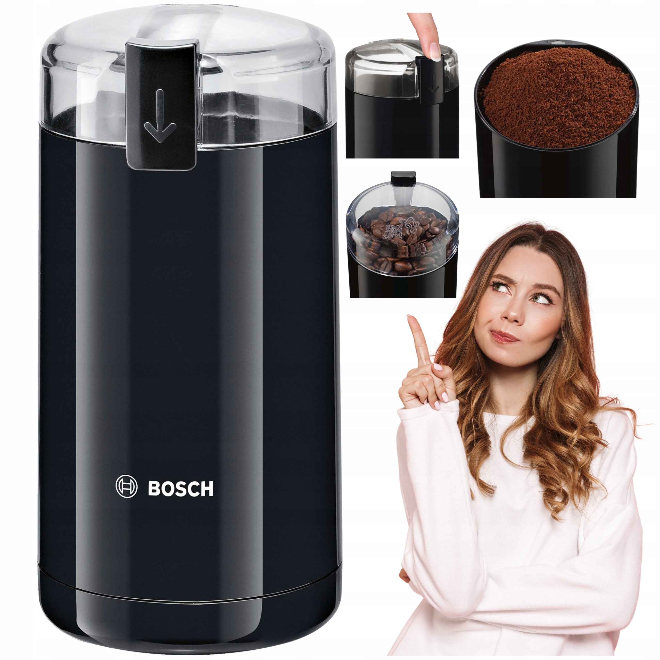 Elektrisk Kaffekvern for Kaffebønner fra Bosch, Svart, 180W, Nettledning