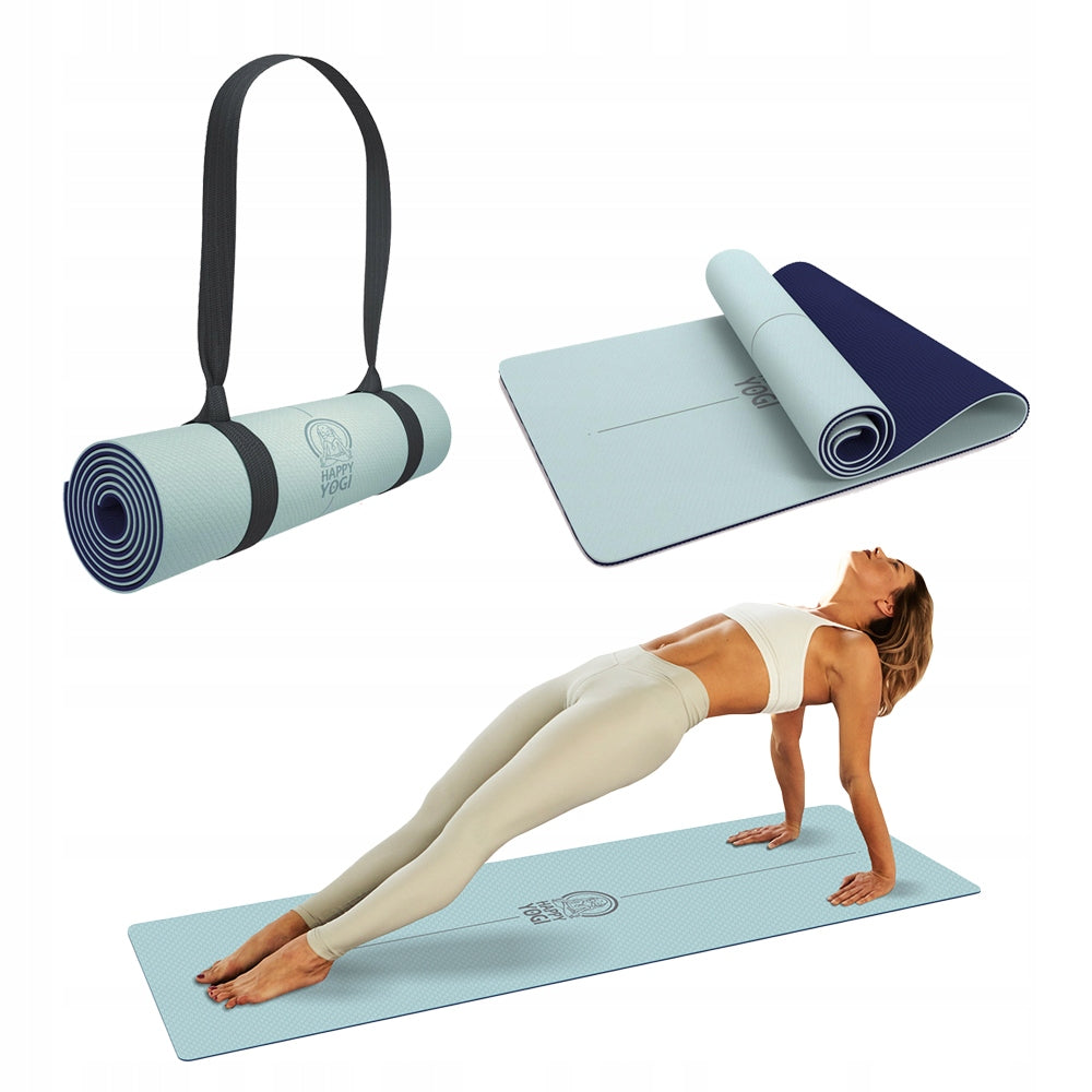 Yogamatte for Trening Happy Yogi Blå