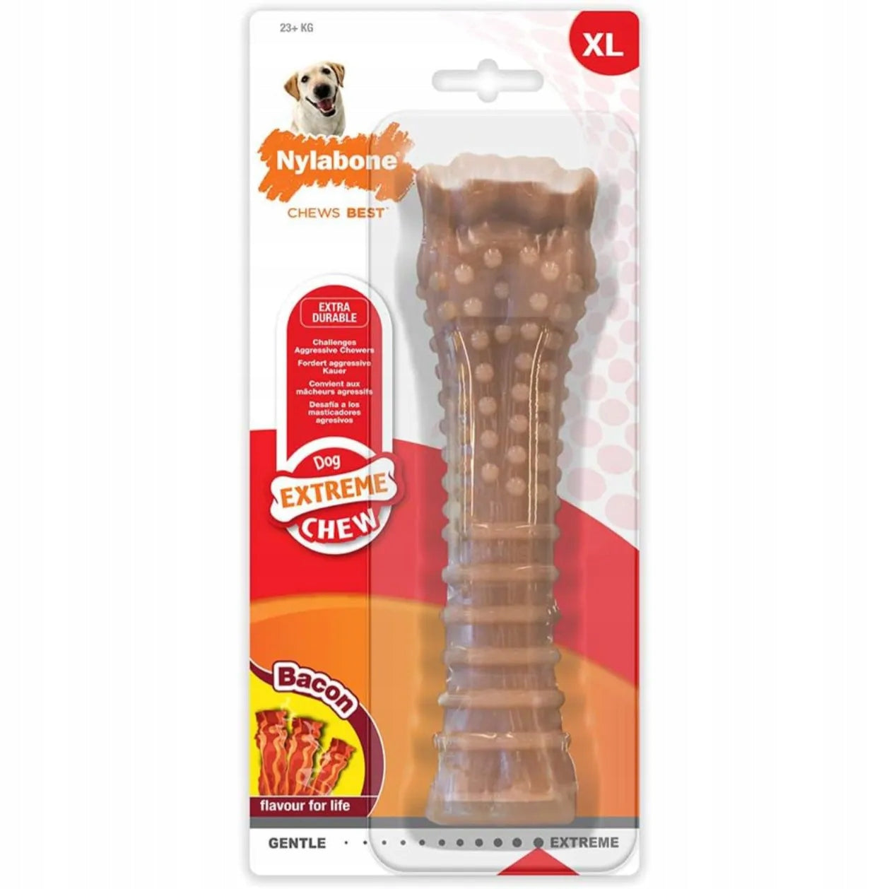 Nylabone Extreme Chew Bacon Bone Tyggeben for Hunder, Med Baconsmak XL