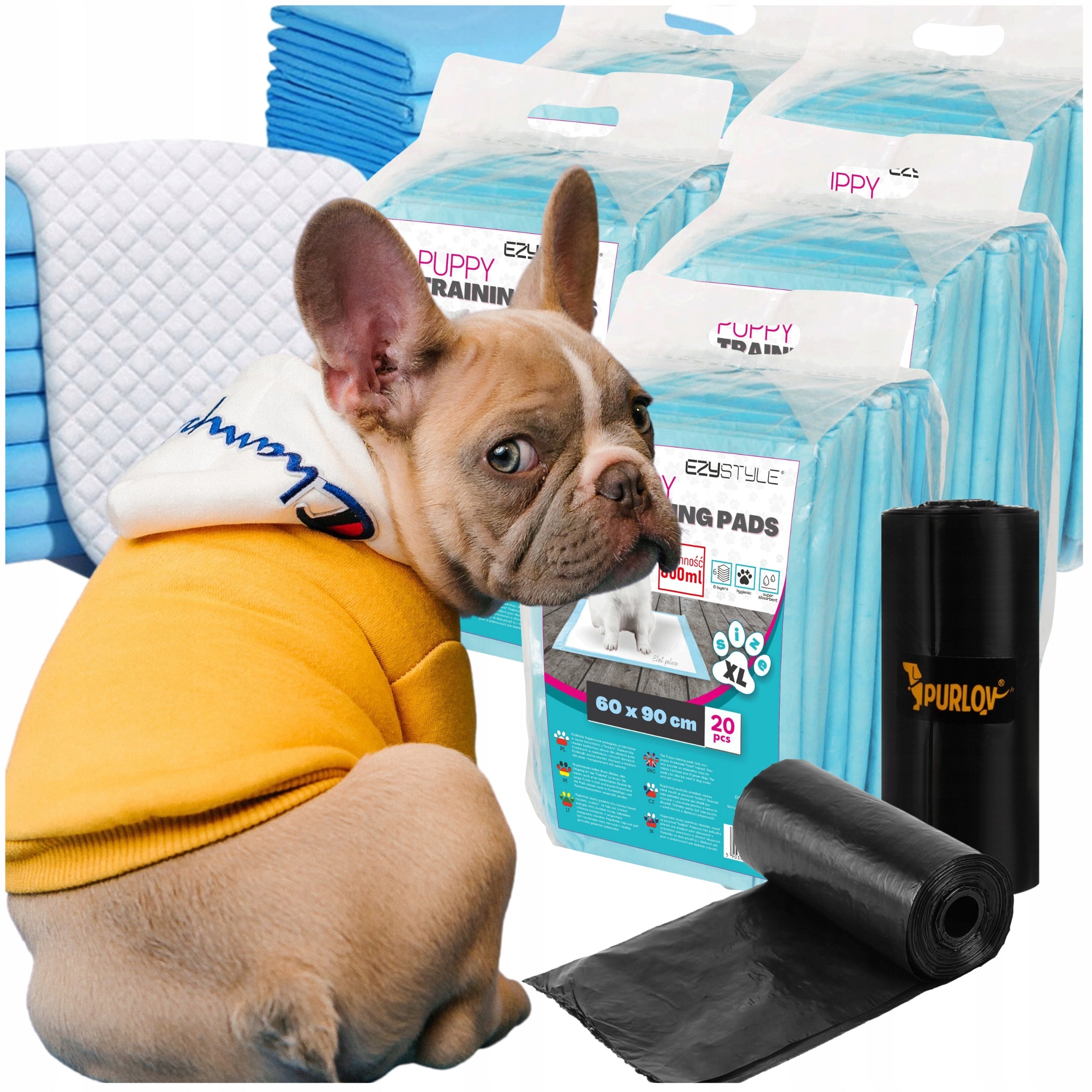 Hygieniske Absorberende Underlag for Hunder, Matte 60x90 Store, 100 stk + Poser