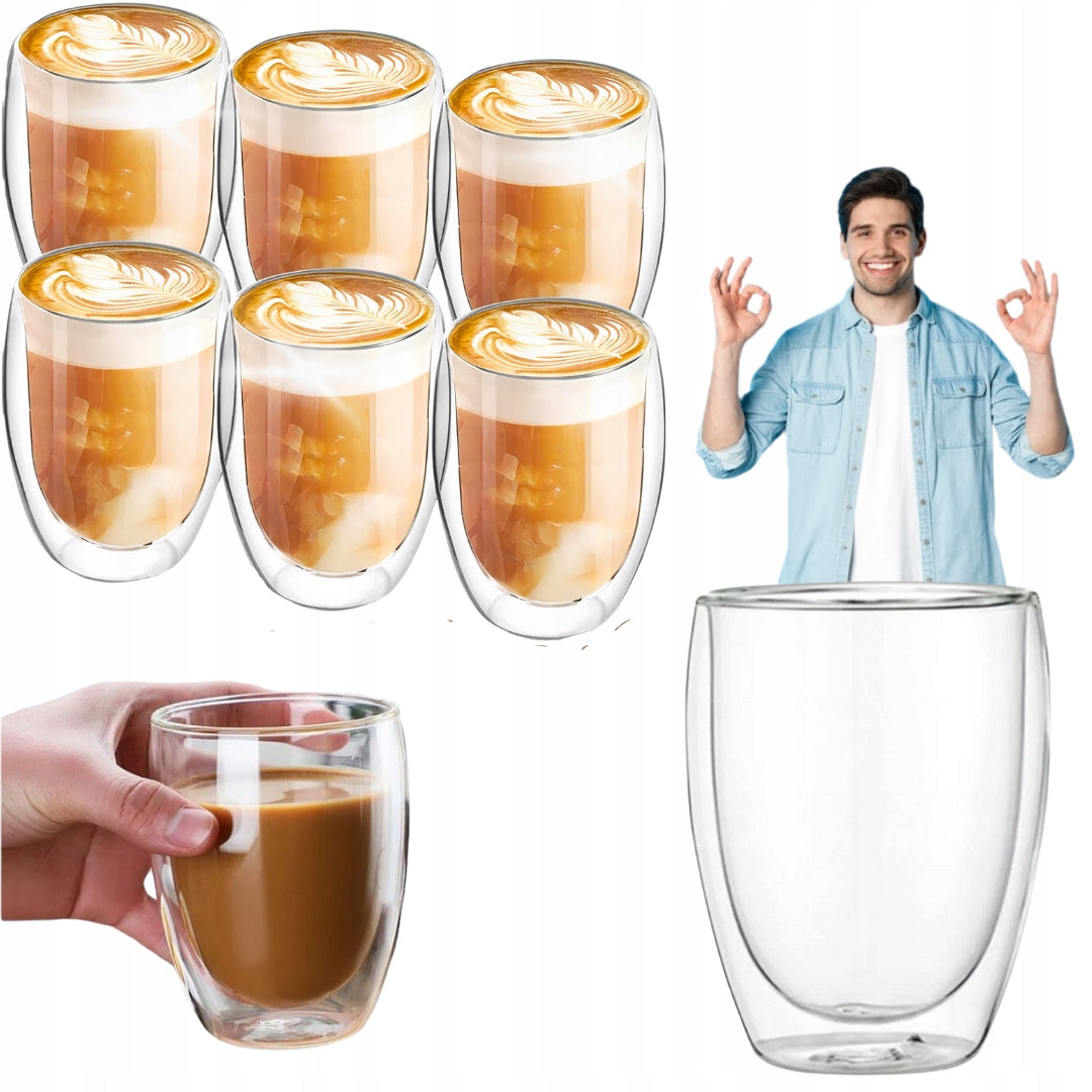 Romslige Termiske Glass for Kaffe og Te Drikker 350 ml 6 stk