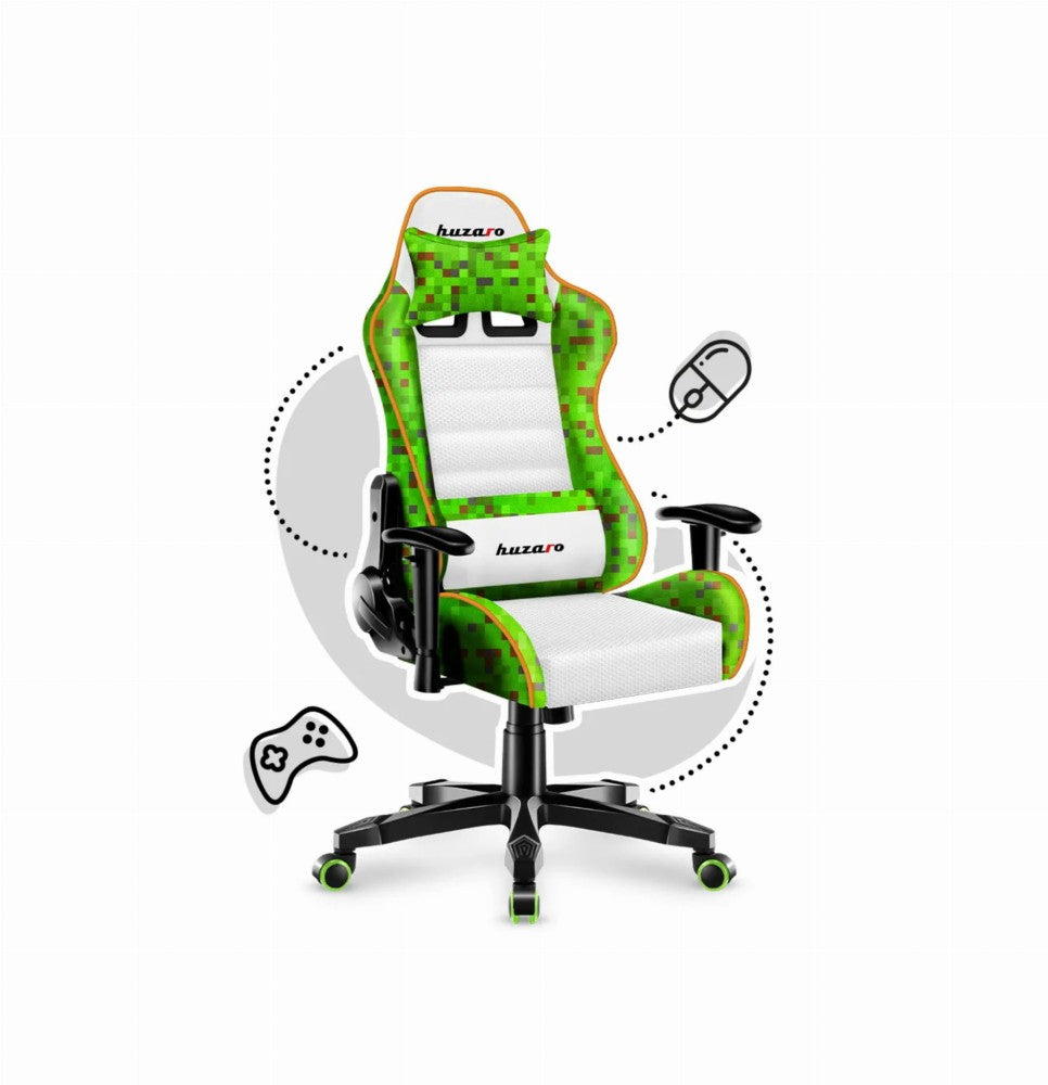 Huzaro Ranger 6.0 Pixel White – sidevisning av justerbare armlener og høydejustering
