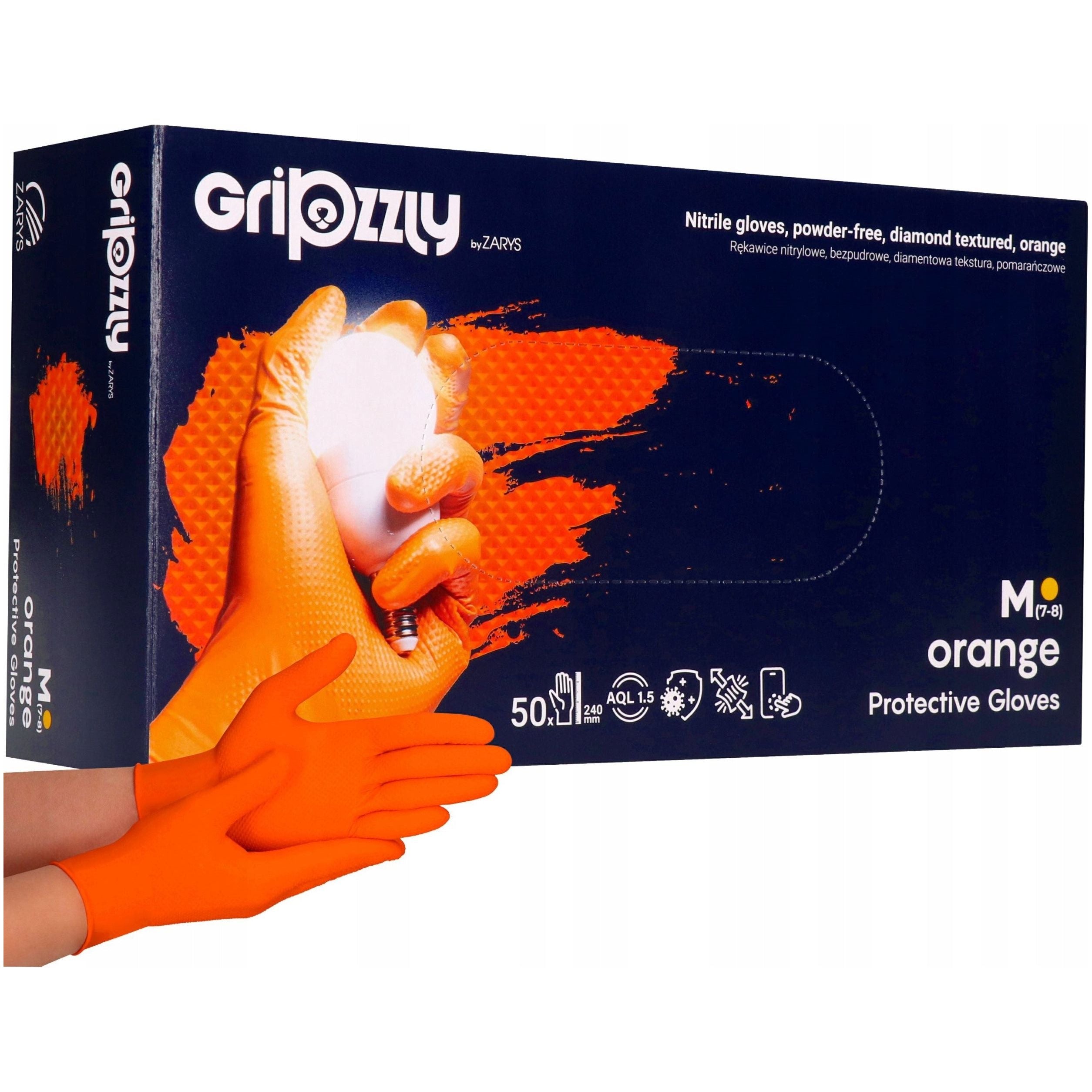 Nitrilhansker Sterke Arbeidshansker Orange Grip M 50 Stk