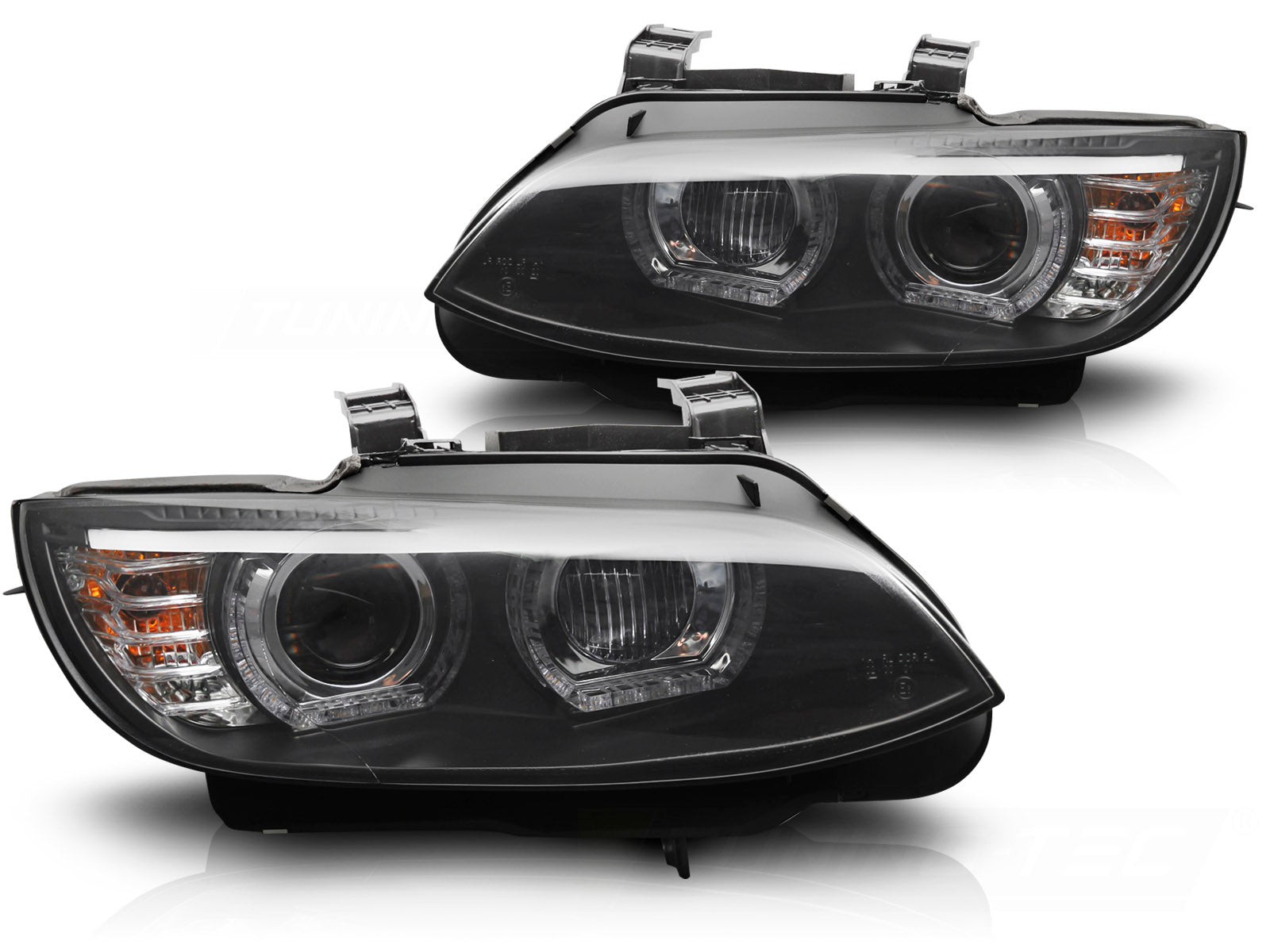 Frontlykter BMW E92 E93 gule LED svart DRL (Xenon) - LPBMS4