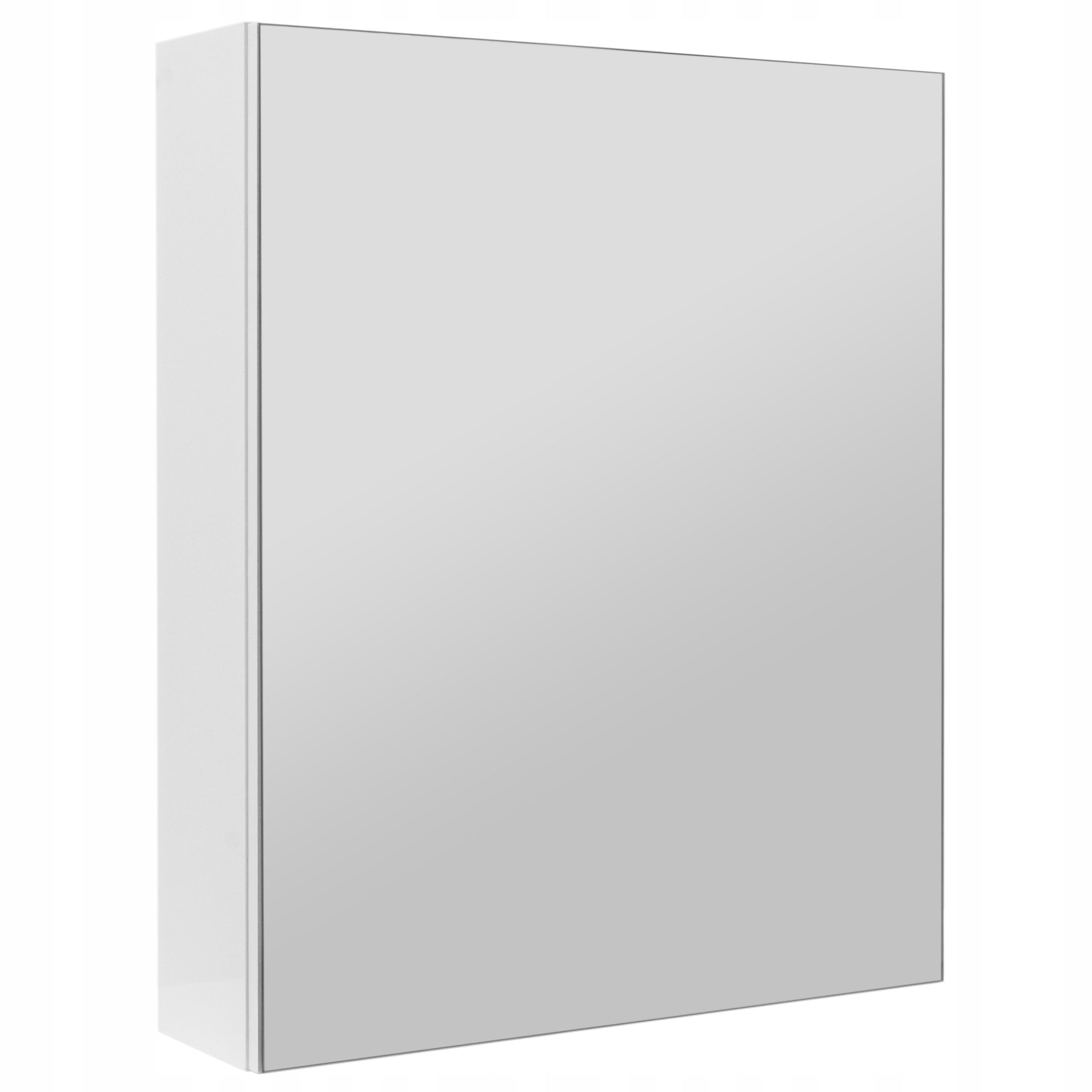 Badromsskap med speil, vegghengt, hvit høyglans, 50 cm