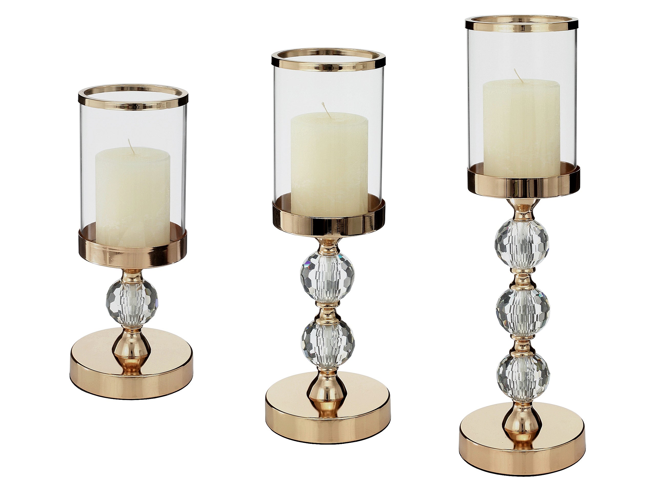 Glamour Lysestake Lanterne Krystall Luxury Gold Set