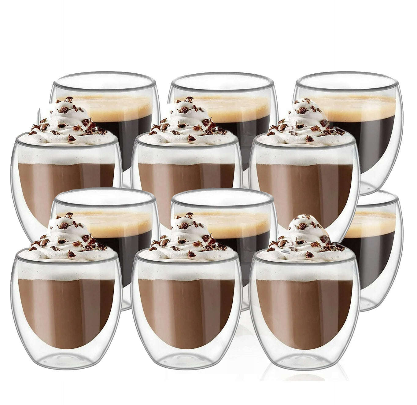 Termiske Glass for Latte, Kaffe, Te Dobbeltvegget Glass Sett av 12 Stk