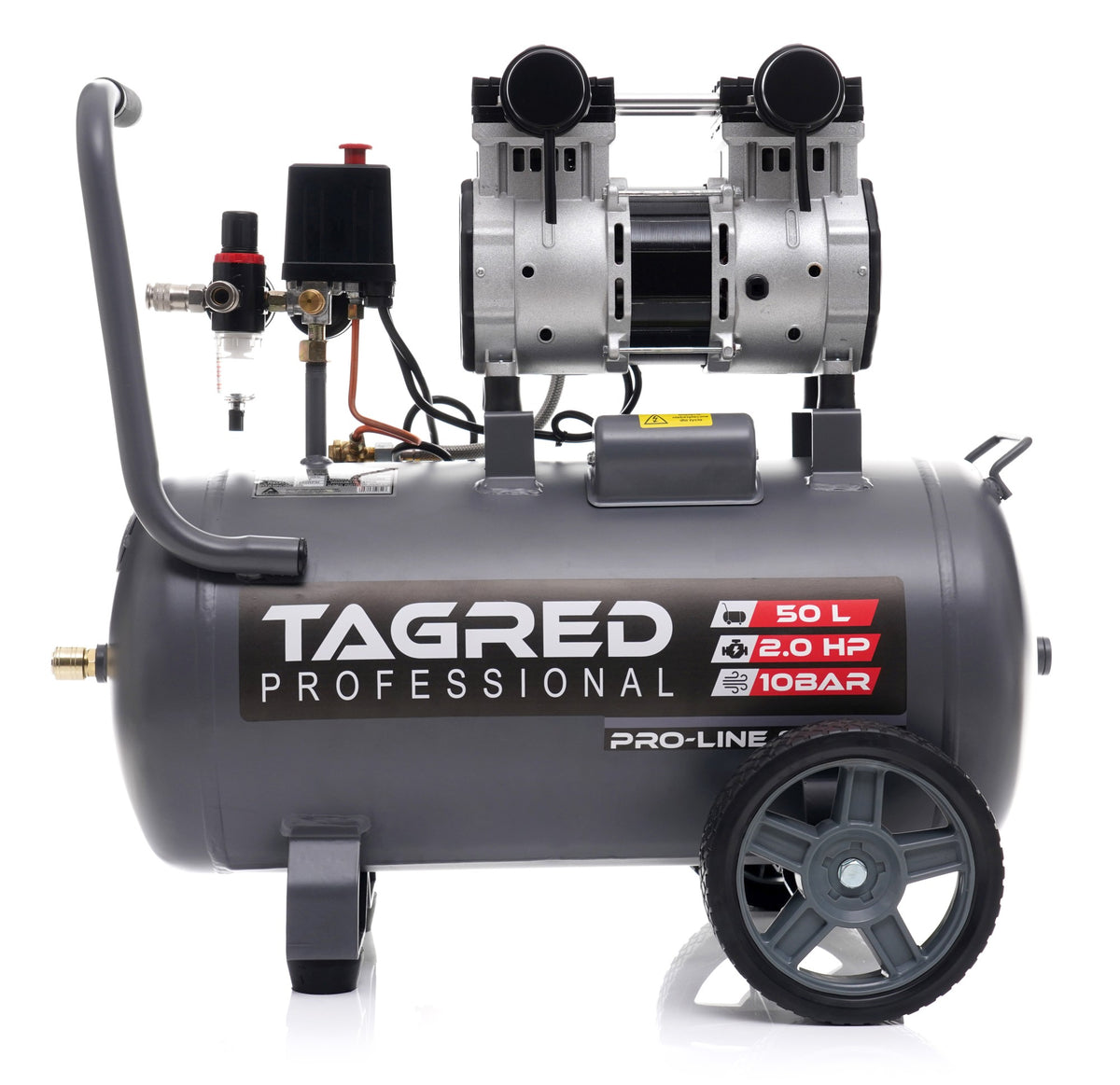 Kompressor Tagred TA3384 50L trykkluftank sett fra siden