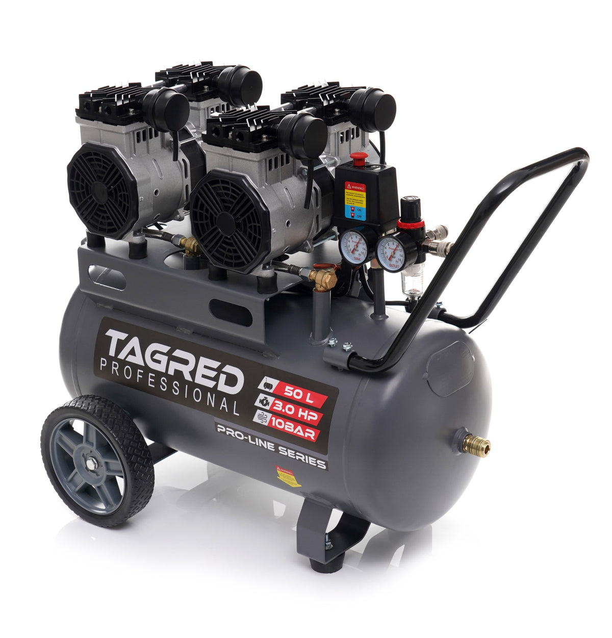 Kompressor Tagred TA3385 manometer og uttak for trykkluftslange