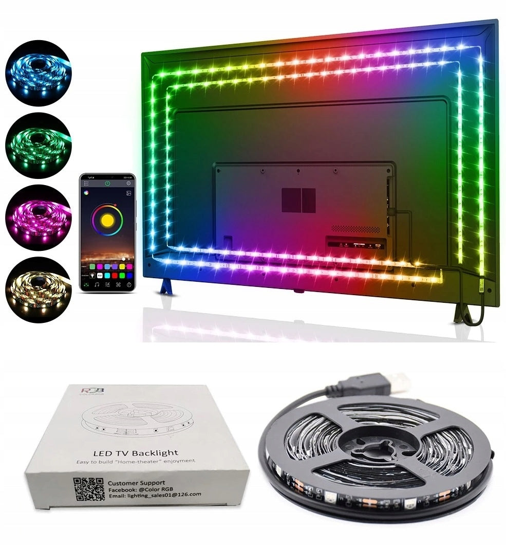 LED RGB-tape med USB TV-bakgrunnsbelysning Bluetooth 4M