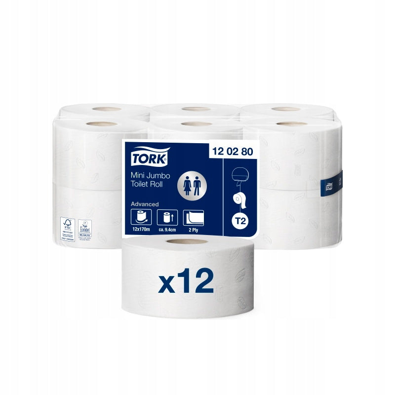 Tork 120280 - Toalettpapir Mini Jumbo Hvit T2