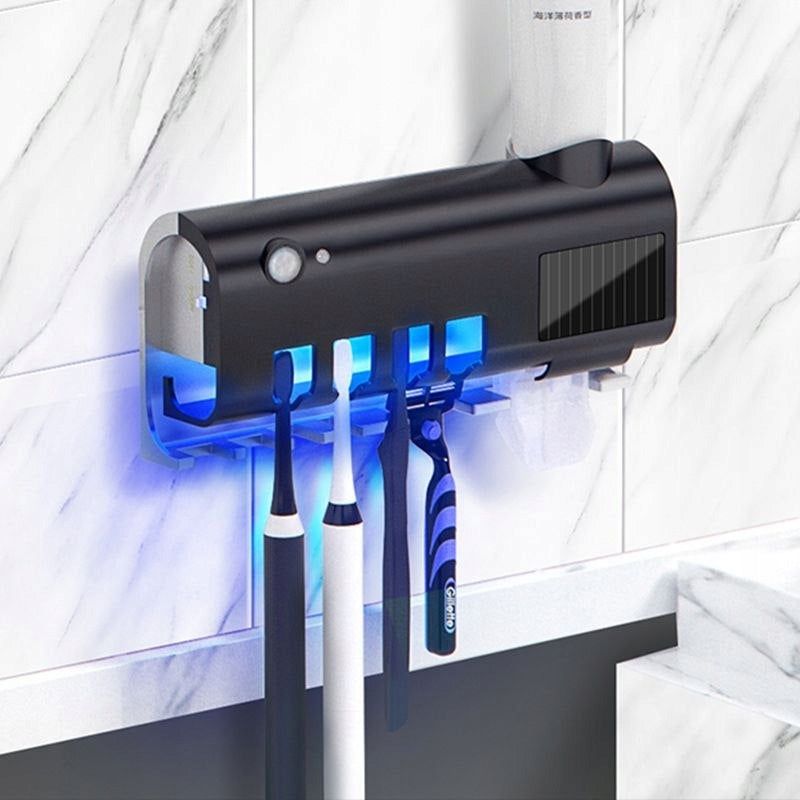 UV Tannbørsteholder med Tannkrem Dispenser - Svart