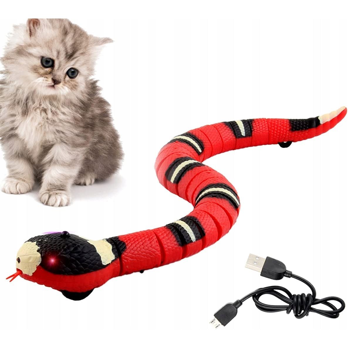 Bevegelig USB-slange leketøy for katter interaktiv