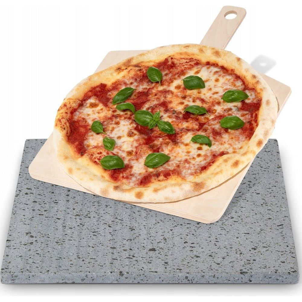 Vulkansk Pizzastein fra Etna 34x34cm + Spade