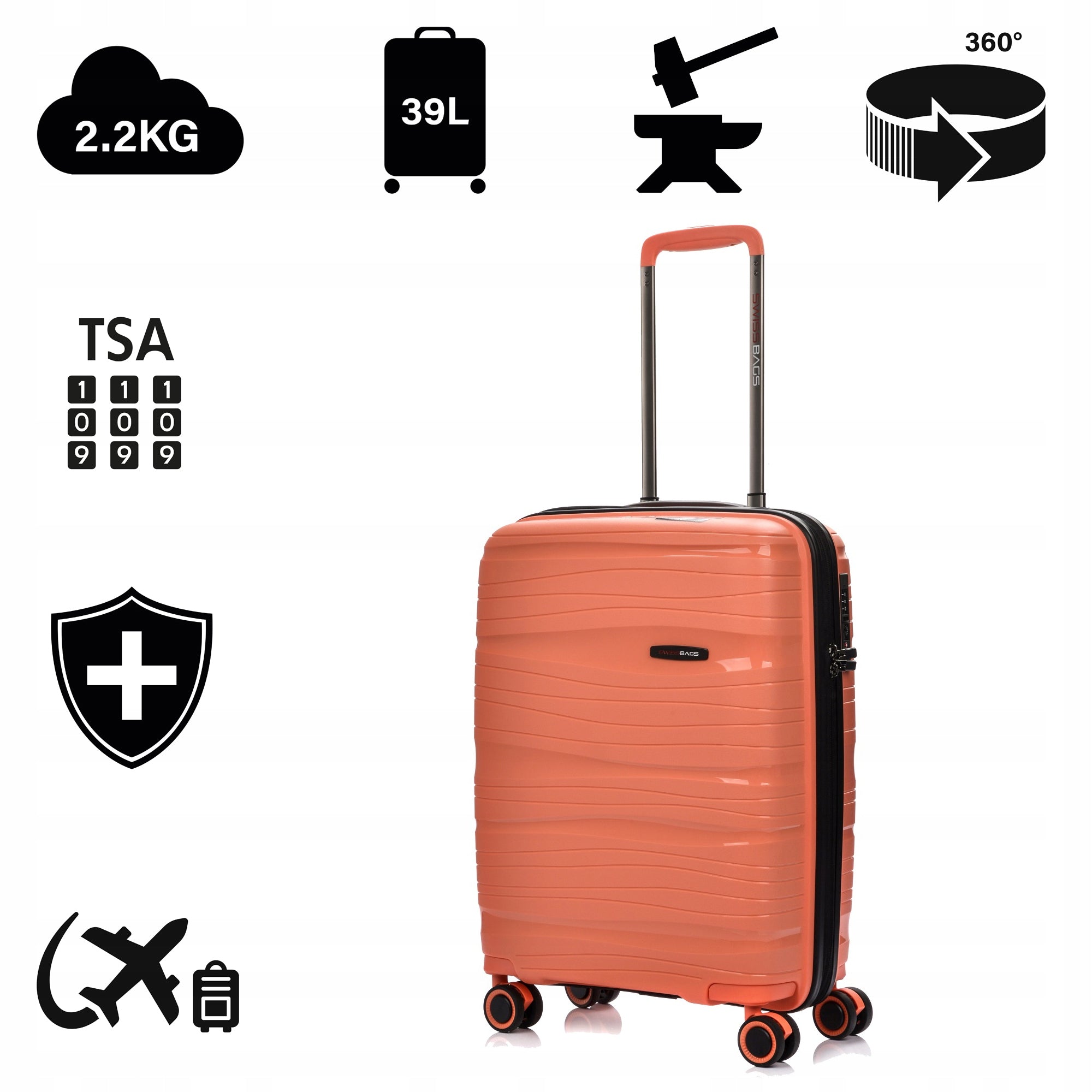 Middels Stor Reisekoffert 67x46 cm Swissbags 72 L Oransje