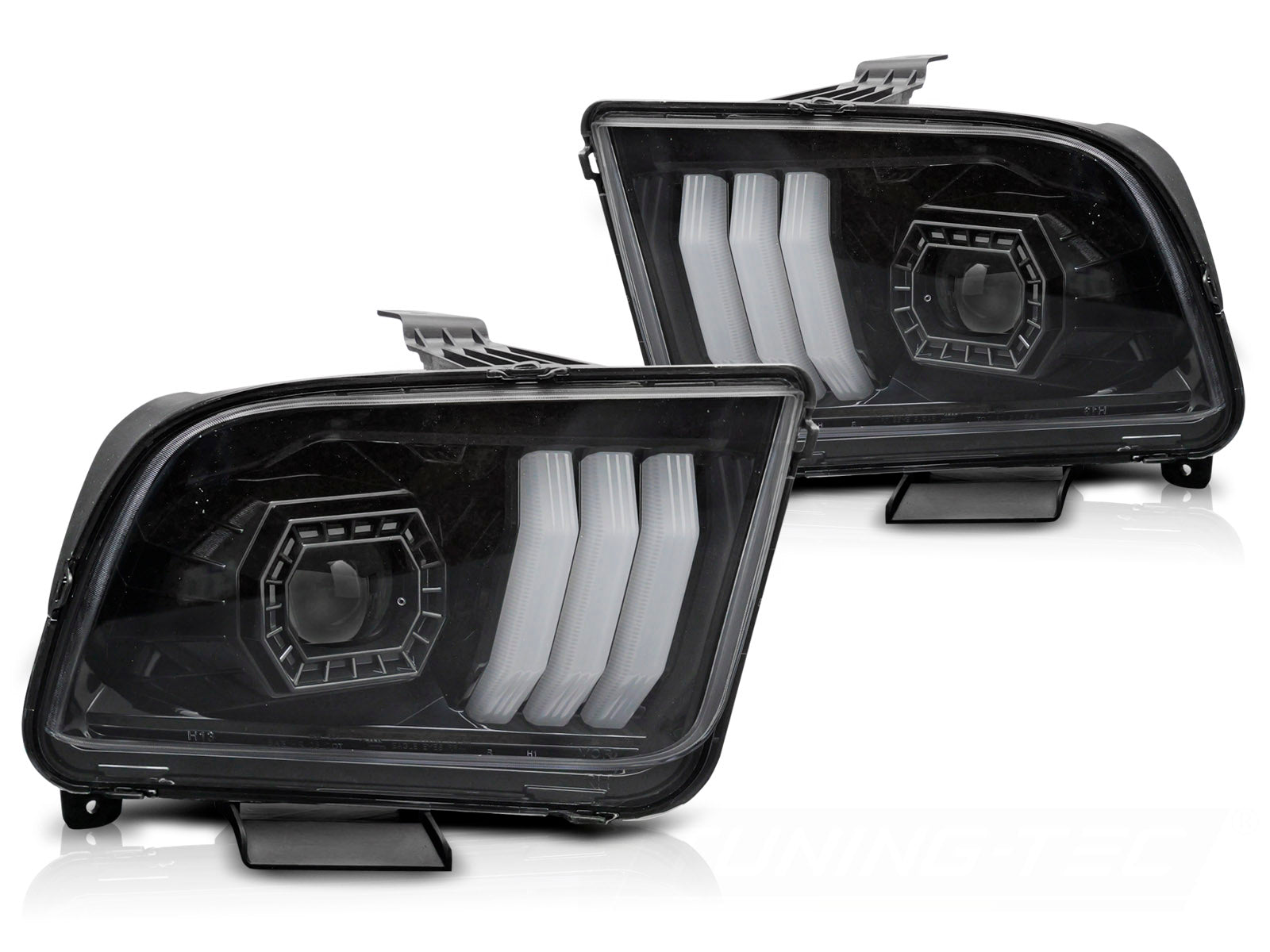 Frontlykter Ford Mustang 04–09 Tube Light svart – LPFOA9
