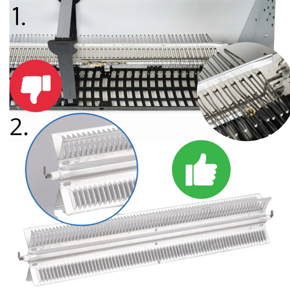 Sammenligning av varmeelementer i grunnenheten, dårlig og god løsning.