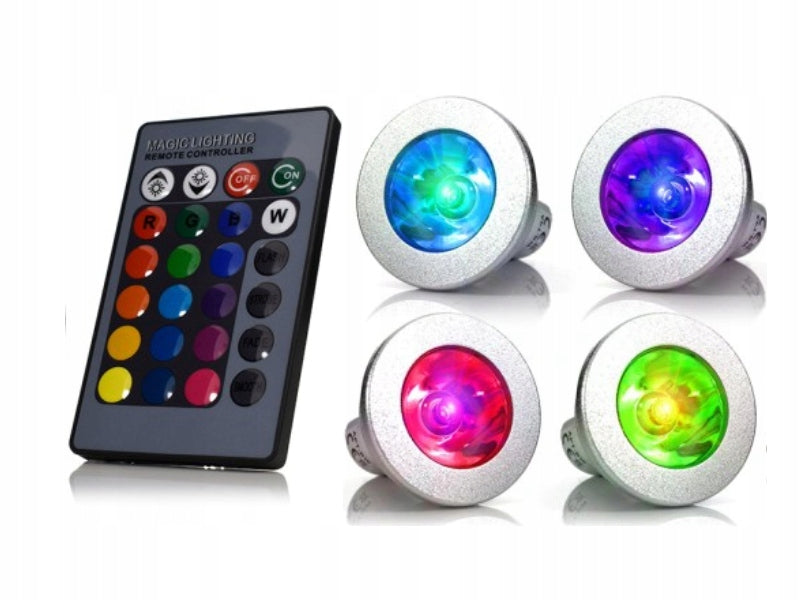 Sett med 4 dekorative RGB LED-spotlys GU10 + fjernkontroll