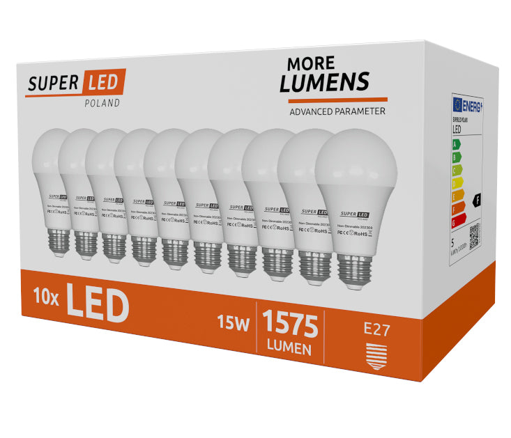LED-pære E27 15W tilsvarende 150W 1500 lm CCD More Lumens Superled