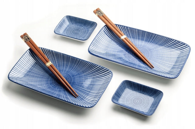 Sushi-sett med Blå Tokusa-mønster, sett for 2 personer