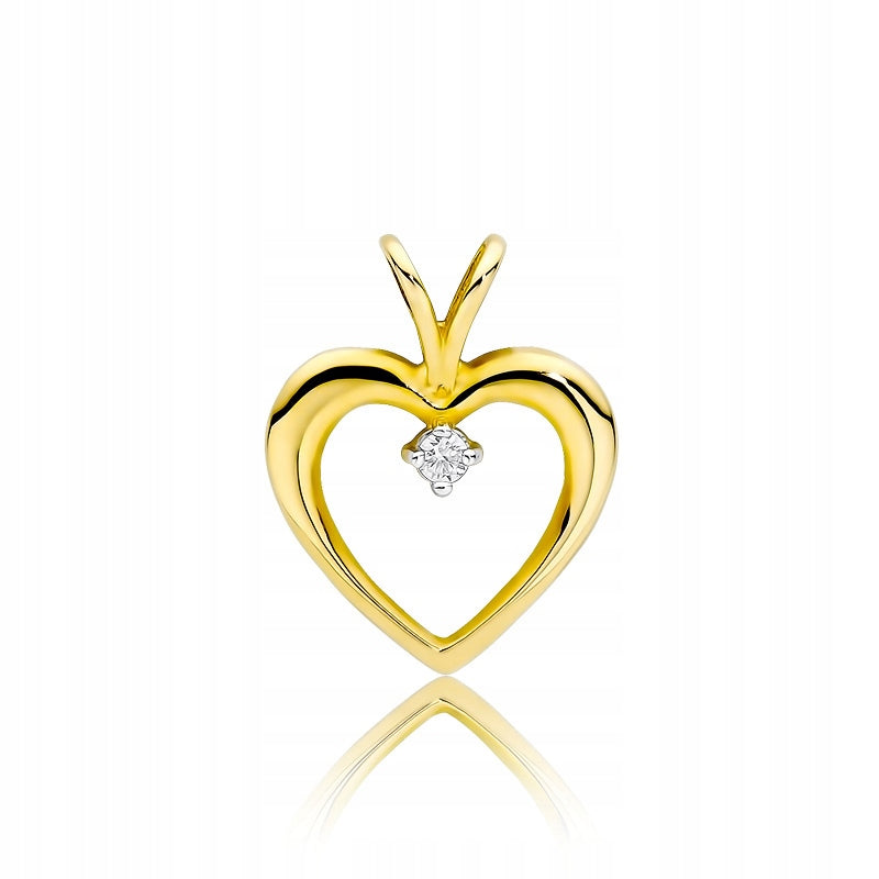 Gullanheng med diamant hjerte 585 diamanter