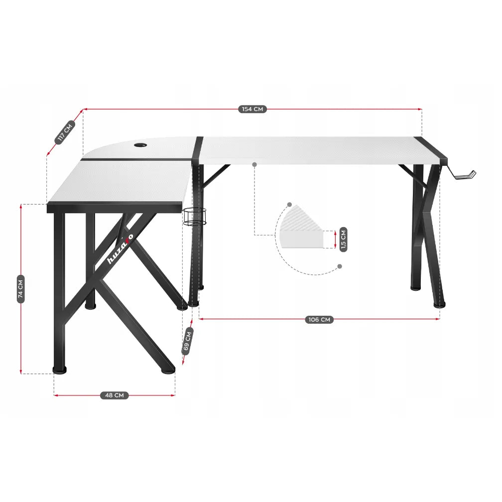 Gaming Hjørnebord Huzaro Hero 6.3 Hvit
