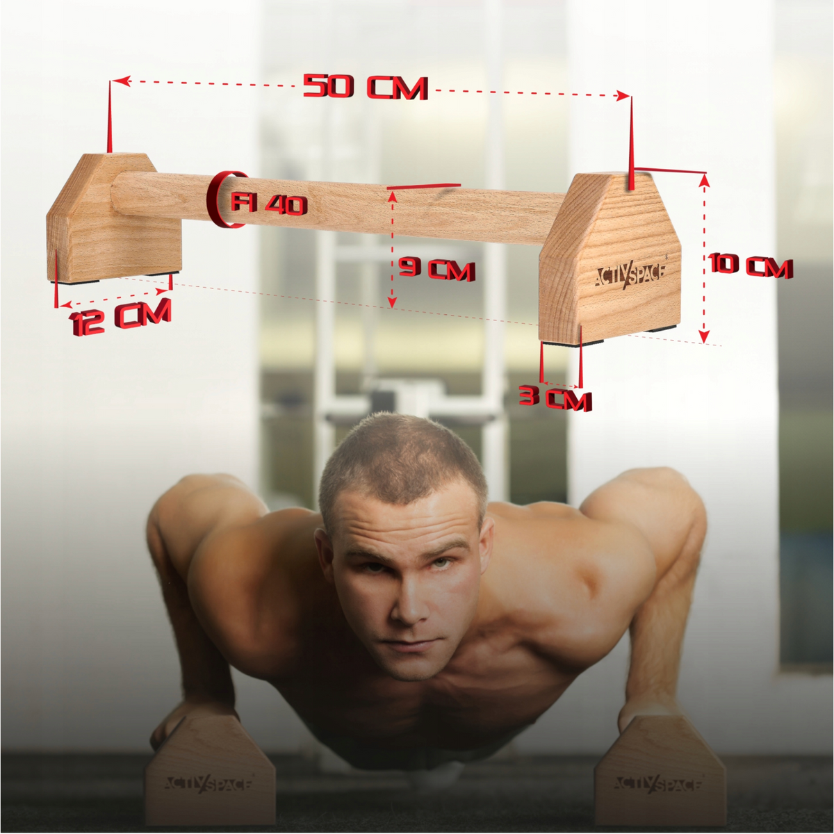 Trehåndtak til Push-ups Lange 50 cm