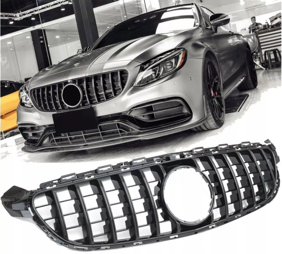 GT-R Panamericana grill i blank sort montert på Mercedes-AMG C63 Coupé C205
