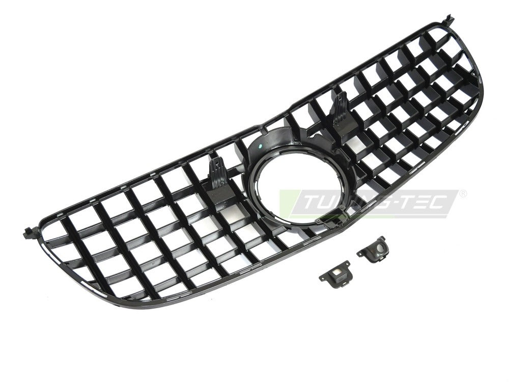 Grill Mercedes GLS X166 15-19 sort/krom med festedetaljer på baksiden.