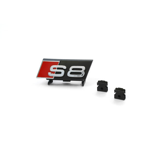 Emblem/logo til Audi S8 (D5 4N) > Chrome / Red i frontgrill, original passform og slitesterkt ABS-materiale