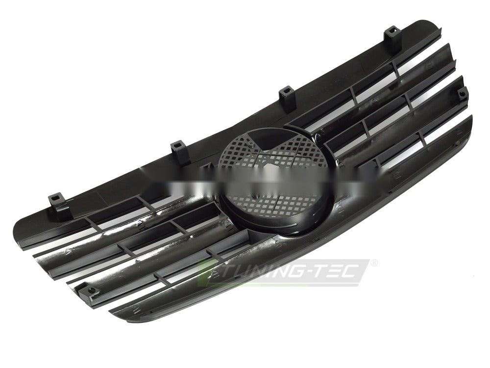 Grill Mercedes E-Klasse W210 99-03 sort med festedetaljer.