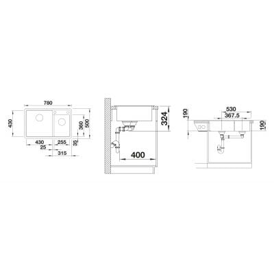 Måltegning Blanco Legra 8 – mål 780x500 mm
