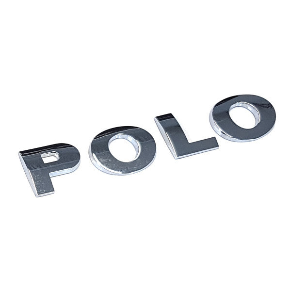 Emblem/logo til Vw Polo 3 (6N) / VW Polo 4 (9N) 2002 - 2010 i blank kromfarge, original VW-del med perfekt passform