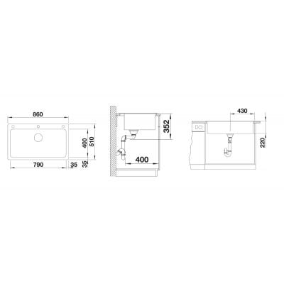 Måltegning Blanco Naya XL 9 – mål 860x510 mm