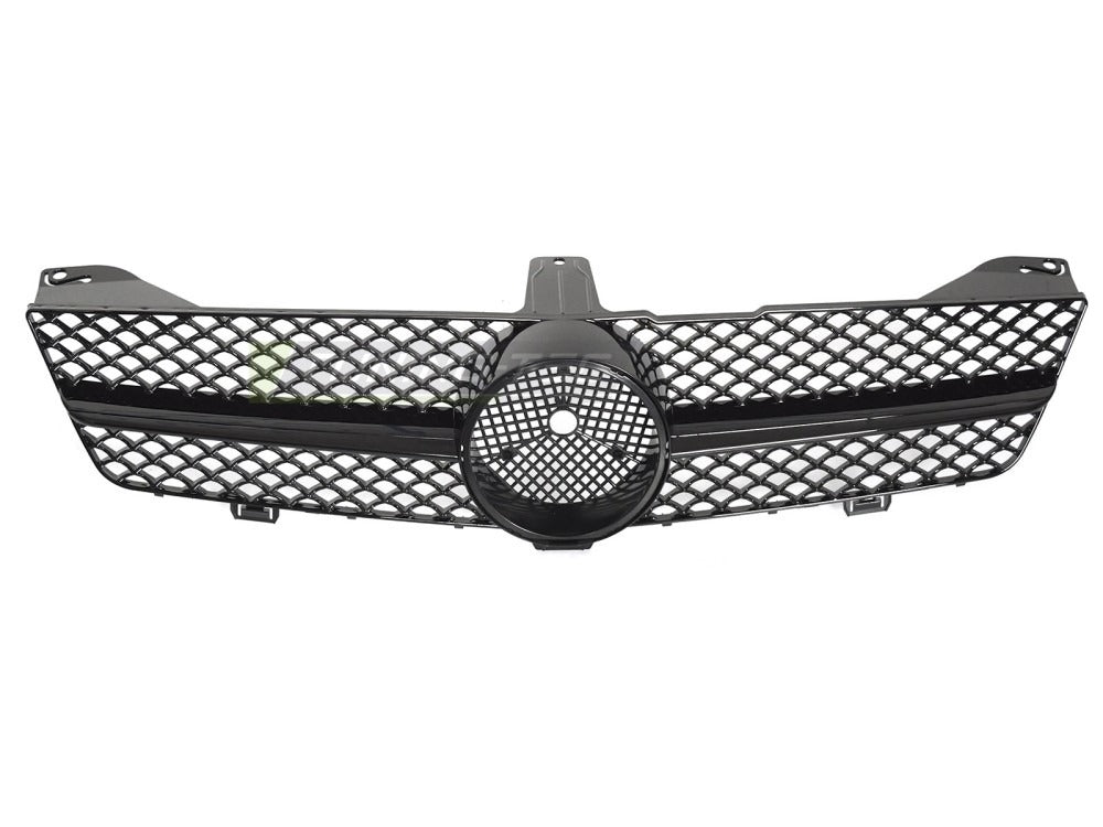Detaljbilde av Grill Mercedes CLS C219 08-10 blank sort med sport-mønster og emblemfeste.