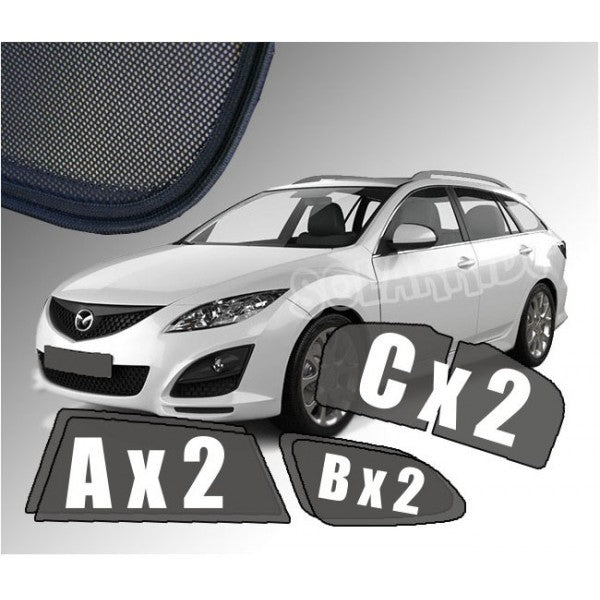 Sr solskjerm i akryl til Mazda 6 (GH) Stasjonsvogn II med enkel montering og vindavviserfunksjon