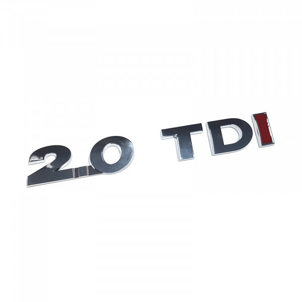 Emblem/logo til Vw 2.0 TDI Glossy Chrome / Red i blank krom og rødt design med perfekt passform