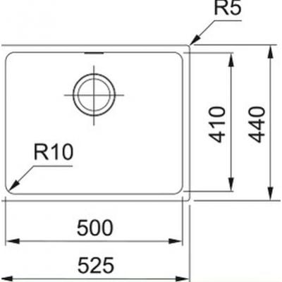 Måltegning Franke Sirius SID – mål 525x440 mm