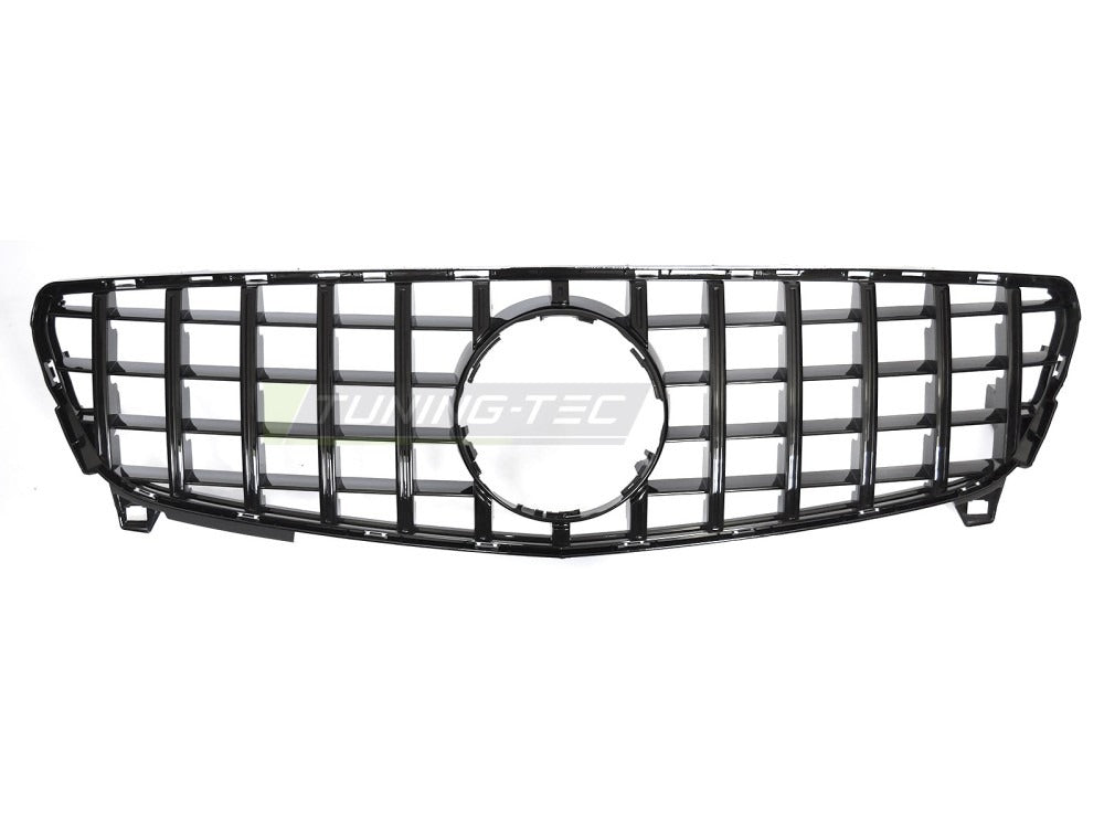 Detaljbilde av Grill A-Klasse W176 15-18 blank sort med lamellstruktur og emblemfeste.