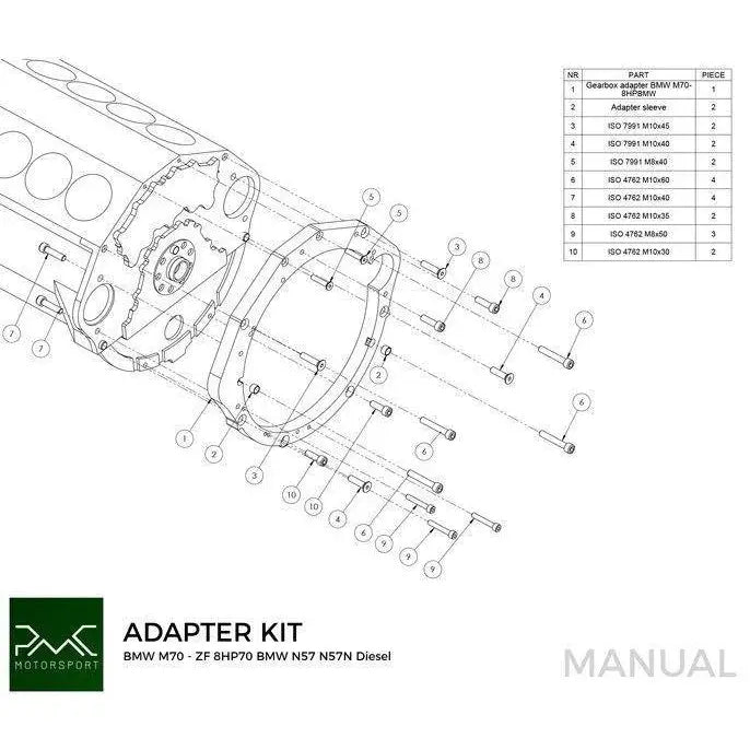 Adaptersett Bmw V12 M70 - Bmw Zf 8hp70 N57 N57n Diesel