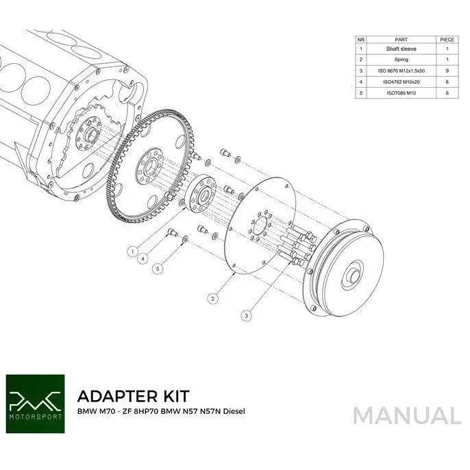 Adaptersett Bmw V12 M70 - Bmw Zf 8hp70 N57 N57n Diesel