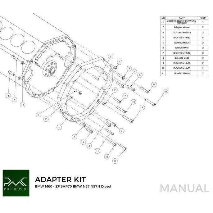 Adaptersett Bmw V8 M60 M62 - Bmw Zf 8hp70 N57 N57n Diesel - 4