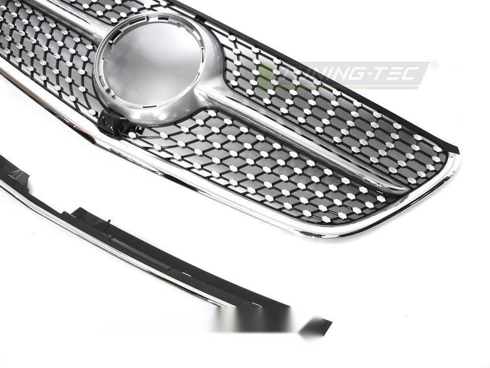 Grill Mercedes Vito W447 14-19 sett fra siden, lamellstruktur synlig.